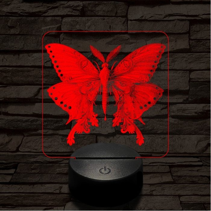 Éjjeli lepke 7 színű valósághű 3D led lámpa