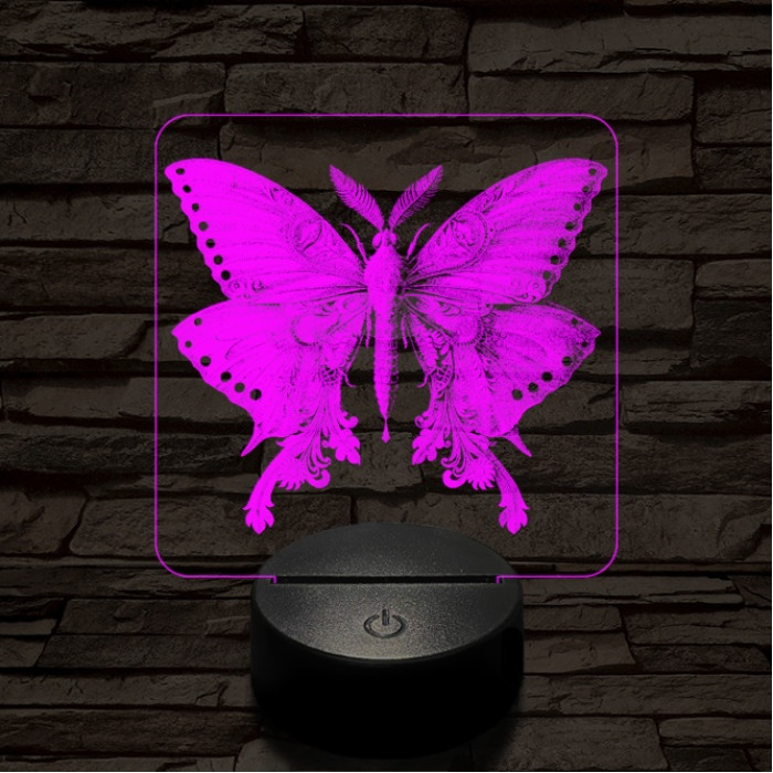 Éjjeli lepke 7 színű valósághű 3D led lámpa