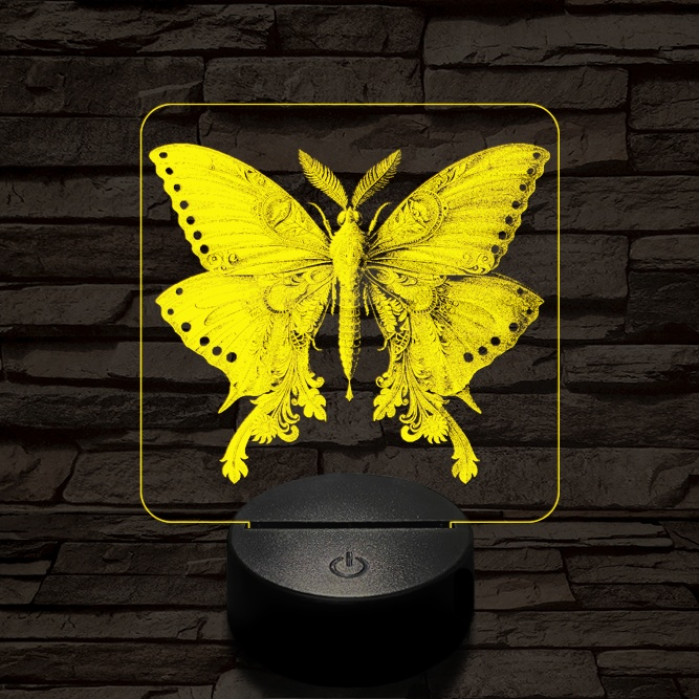 Éjjeli lepke 7 színű valósághű 3D led lámpa