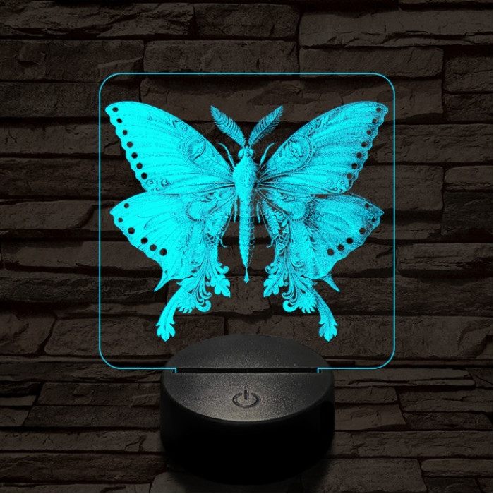 Éjjeli lepke 7 színű valósághű 3D led lámpa