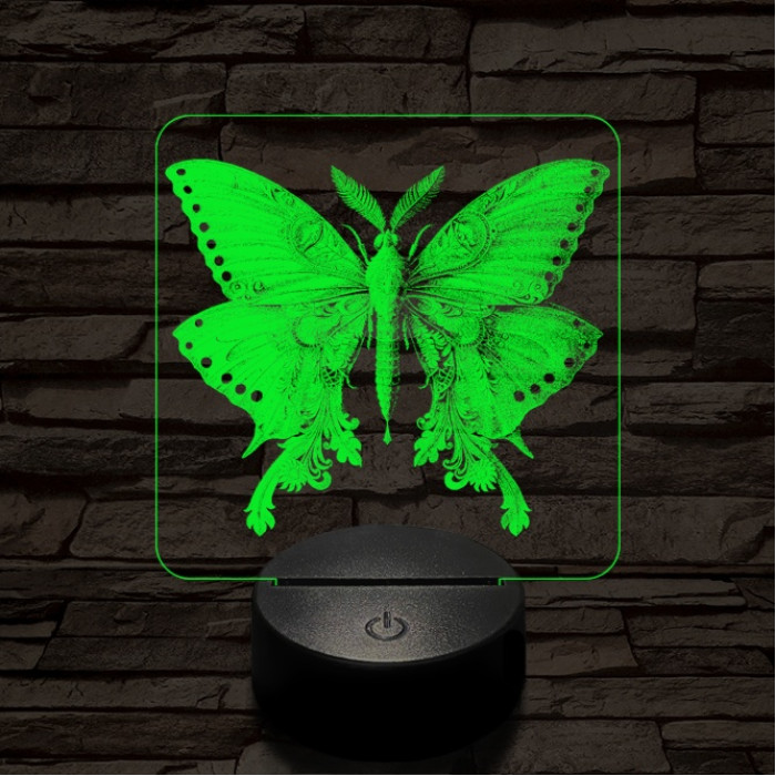 Éjjeli lepke 7 színű valósághű 3D led lámpa
