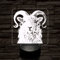 Kos portré 7 színű valósághű 3D led lámpa