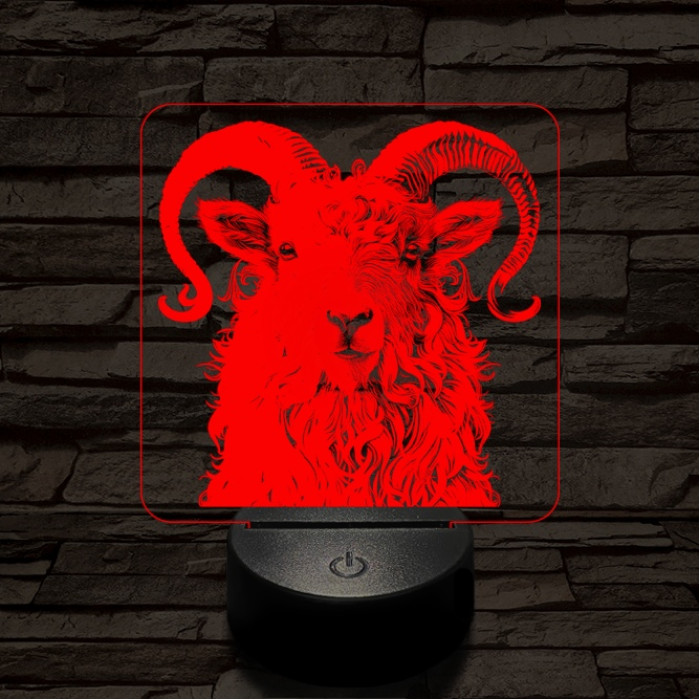 Kos portré 7 színű valósághű 3D led lámpa