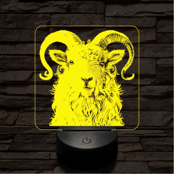 Kos portré 7 színű valósághű 3D led lámpa