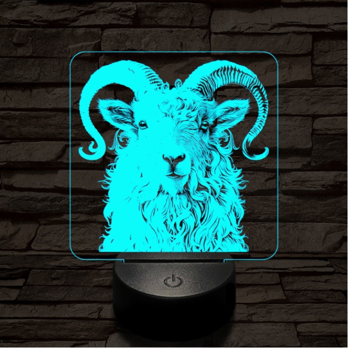 Kos portré 7 színű valósághű 3D led lámpa