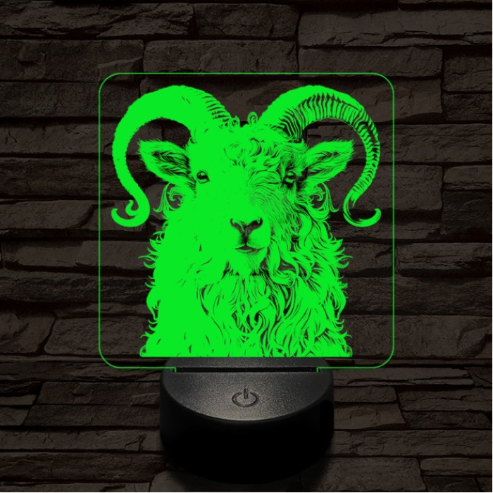 Kos portré 7 színű valósághű 3D led lámpa