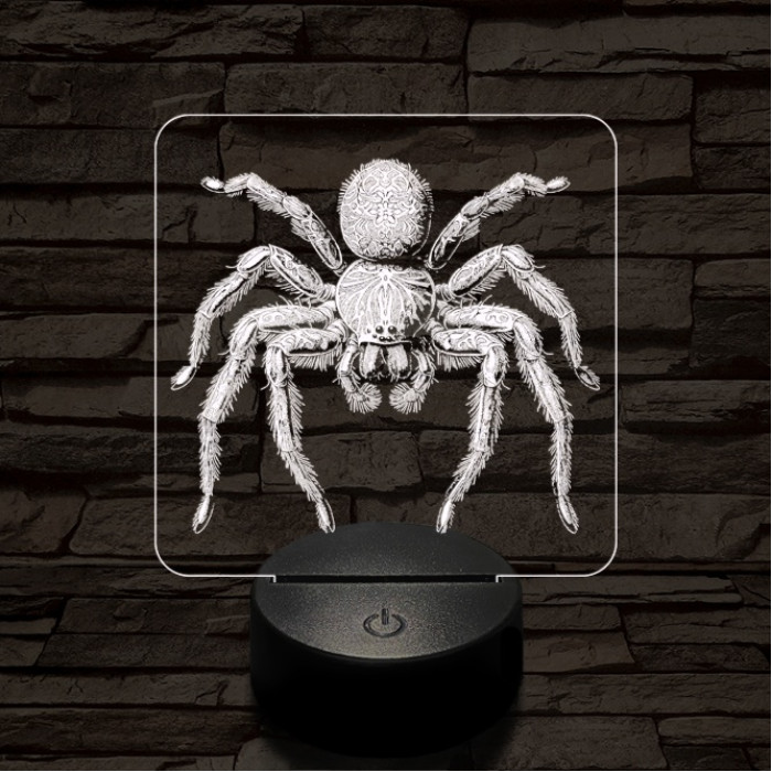 Madárpók 7 színű valósághű 3D led lámpa