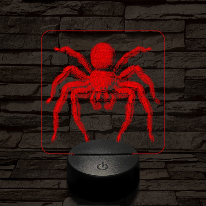 Madárpók 7 színű valósághű 3D led lámpa