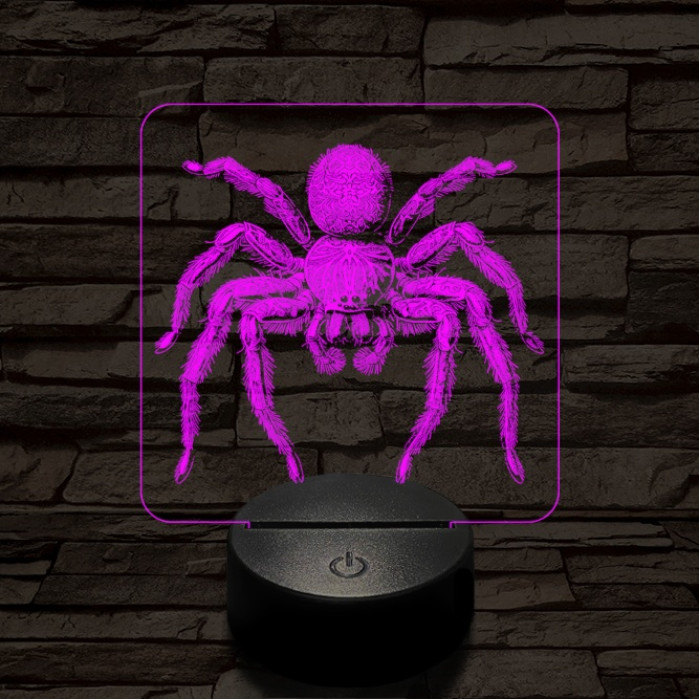 Madárpók 7 színű valósághű 3D led lámpa