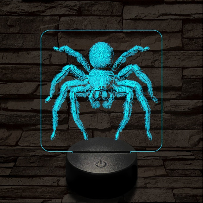 Madárpók 7 színű valósághű 3D led lámpa