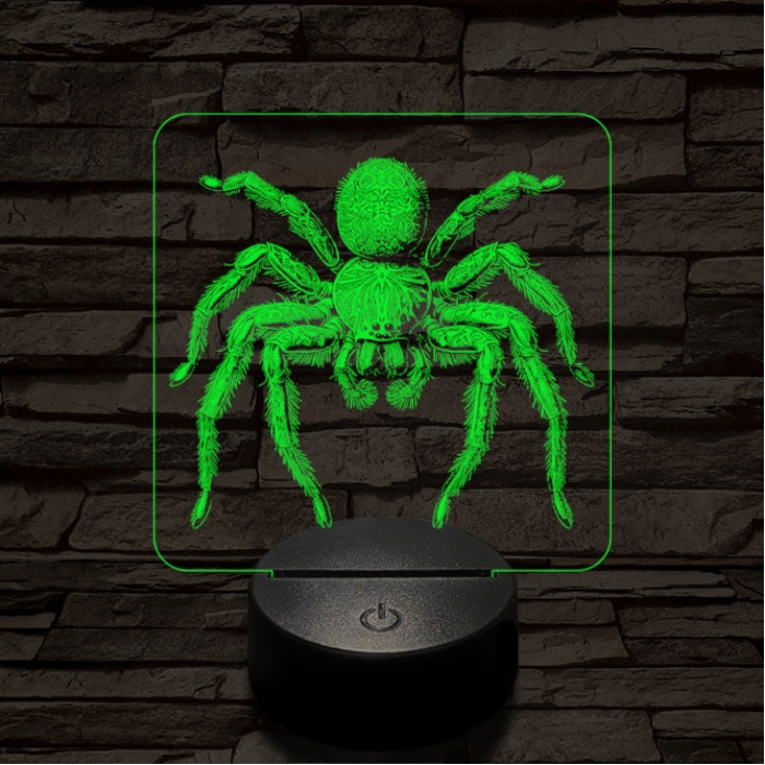 Madárpók 7 színű valósághű 3D led lámpa