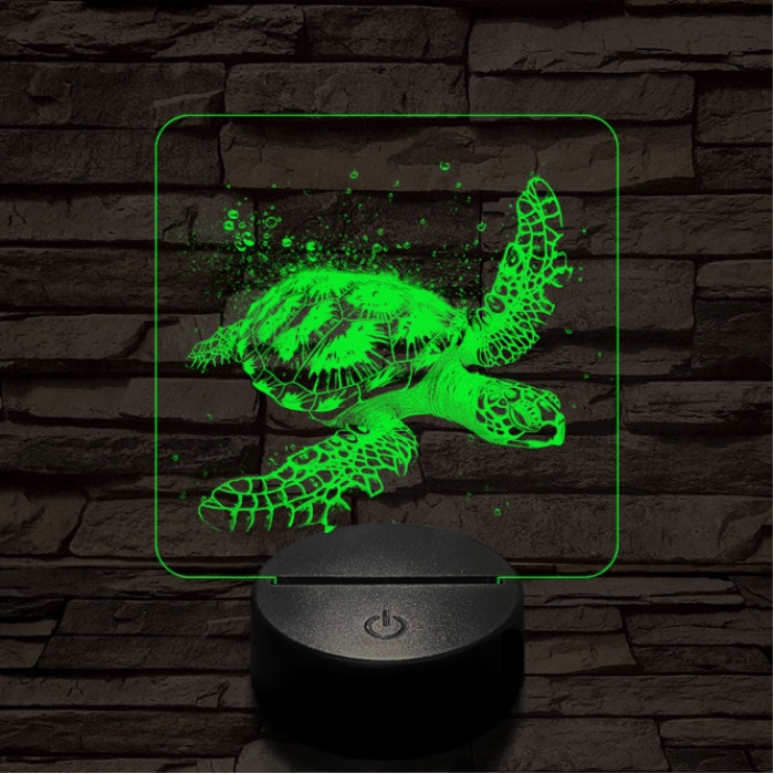 Tengeri teknős 7 színű valósághű 3D led lámpa
