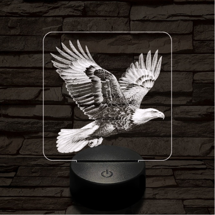 Elszánt sas 7 színű valósághű 3D led lámpa