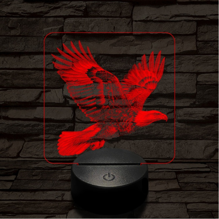 Elszánt sas 7 színű valósághű 3D led lámpa