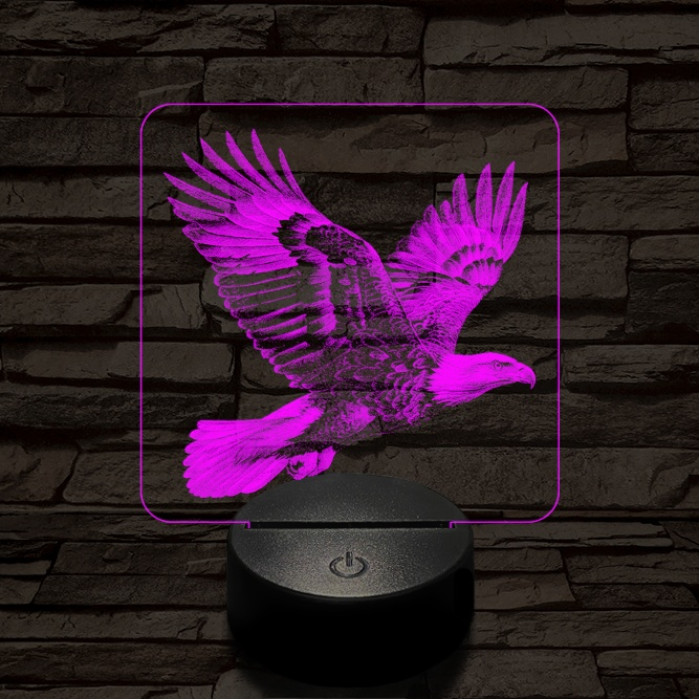Elszánt sas 7 színű valósághű 3D led lámpa
