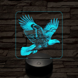 Elszánt sas 7 színű valósághű 3D led lámpa