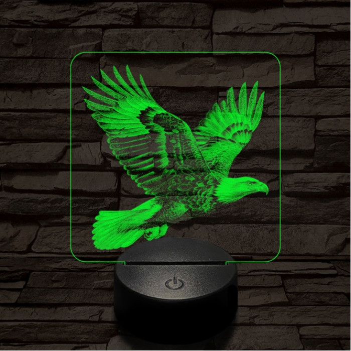 Elszánt sas 7 színű valósághű 3D led lámpa