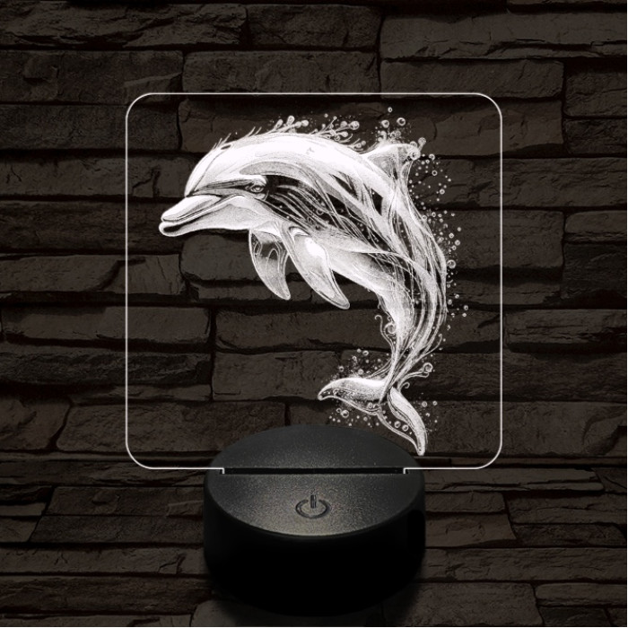 Szökkenő delfin 7 színű valósághű 3D led lámpa