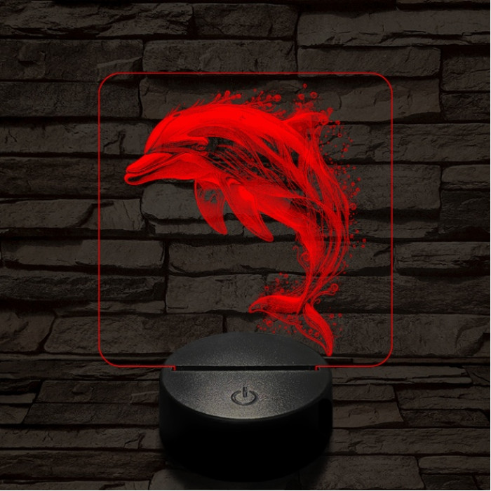 Szökkenő delfin 7 színű valósághű 3D led lámpa