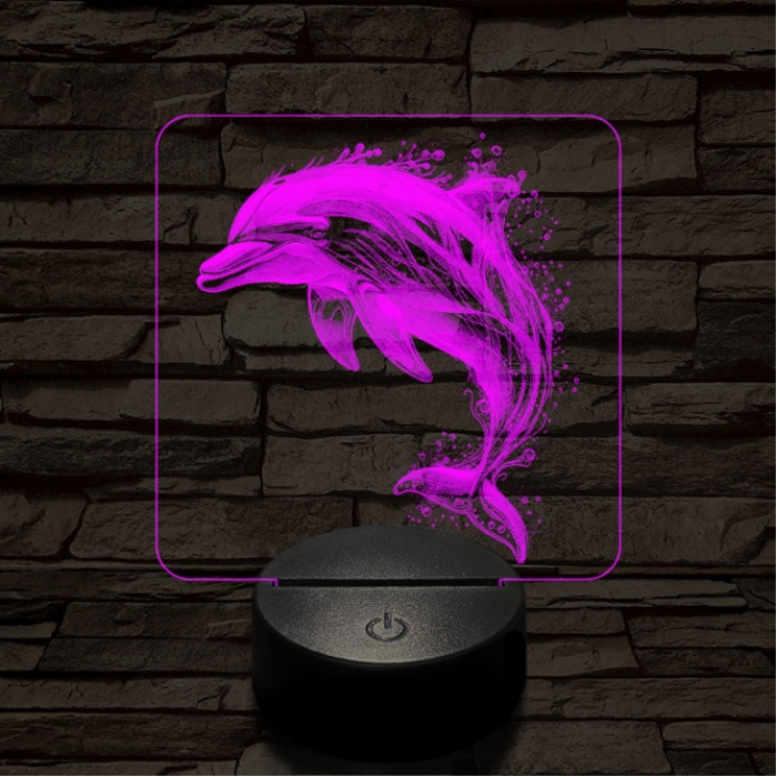 Szökkenő delfin 7 színű valósághű 3D led lámpa