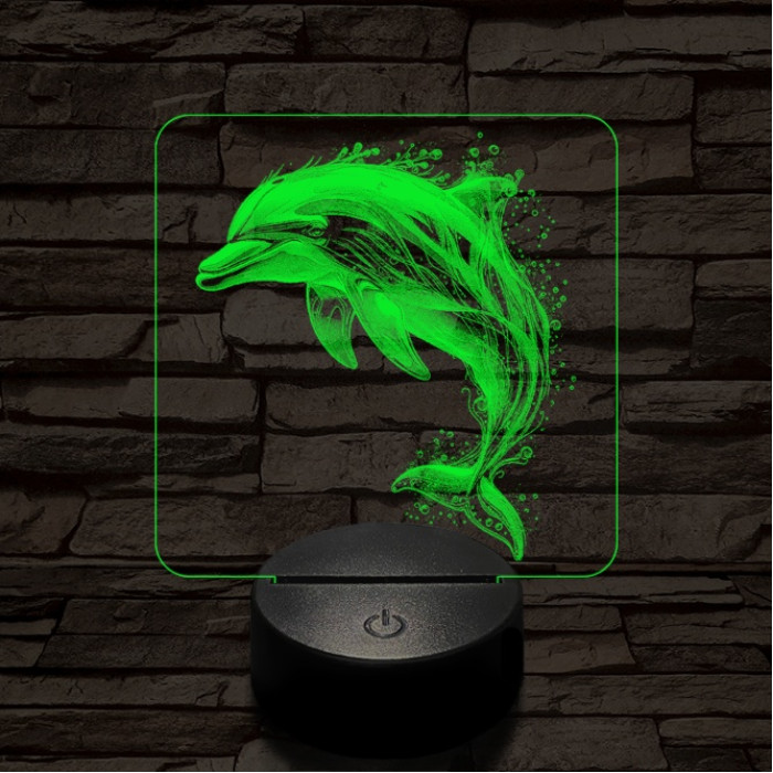 Szökkenő delfin 7 színű valósághű 3D led lámpa