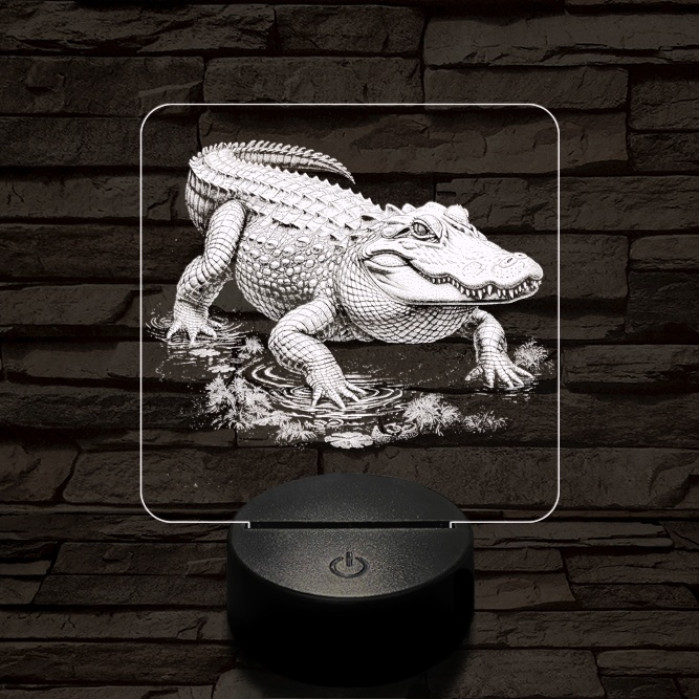 Támadó krokodil 7 színű valósághű 3D led lámpa