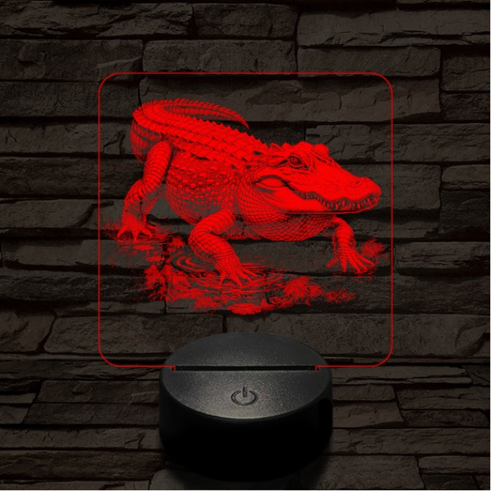 Támadó krokodil 7 színű valósághű 3D led lámpa