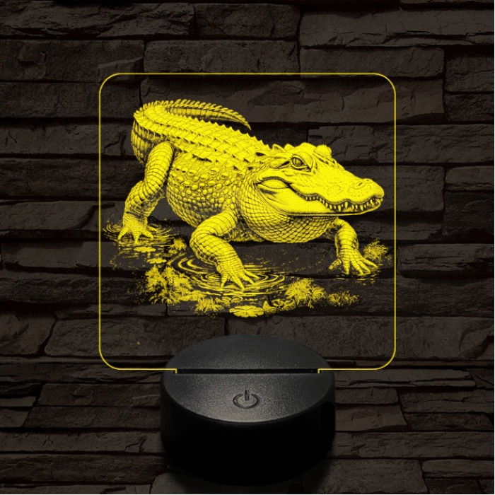 Támadó krokodil 7 színű valósághű 3D led lámpa