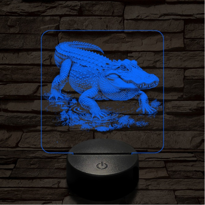 Támadó krokodil 7 színű valósághű 3D led lámpa