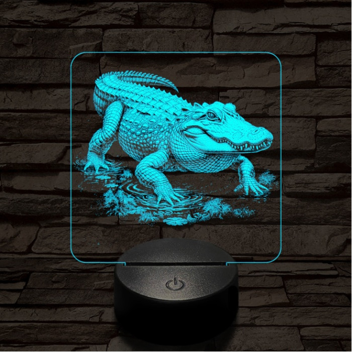 Támadó krokodil 7 színű valósághű 3D led lámpa