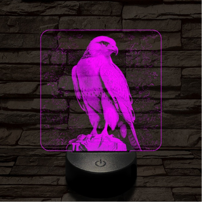Sütkérező sólyom 7 színű valósághű 3D led lámpa