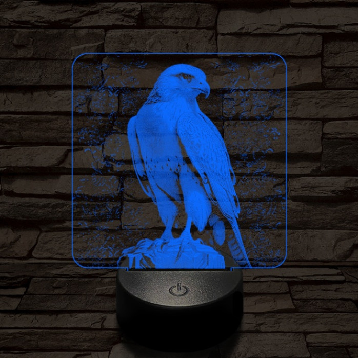 Sütkérező sólyom 7 színű valósághű 3D led lámpa