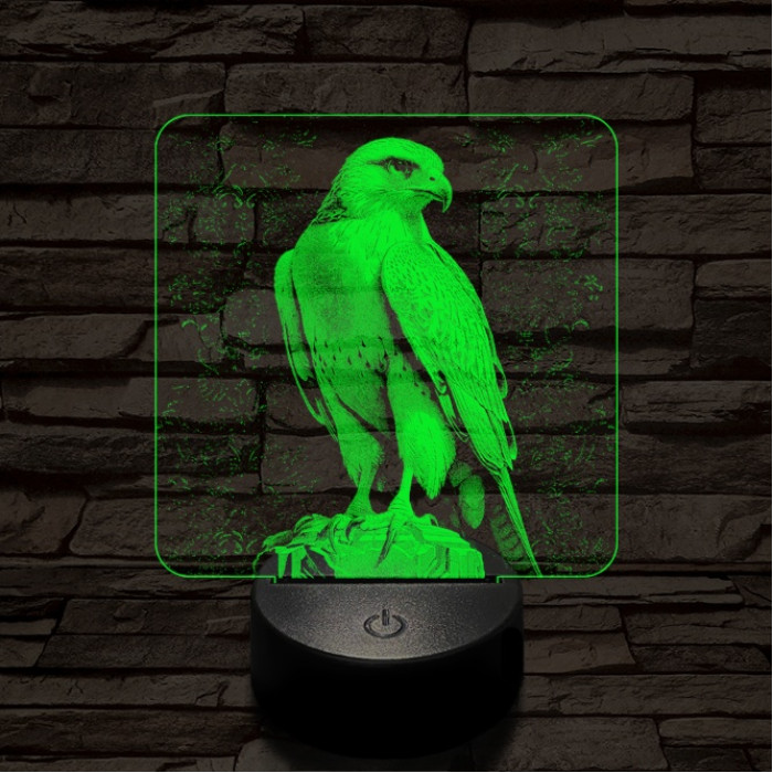 Sütkérező sólyom 7 színű valósághű 3D led lámpa