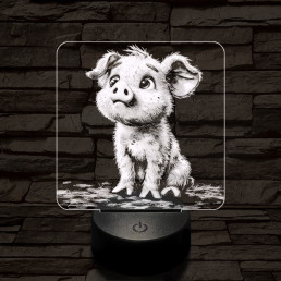 Mókás kismalac 7 színű valósághű 3D led lámpa