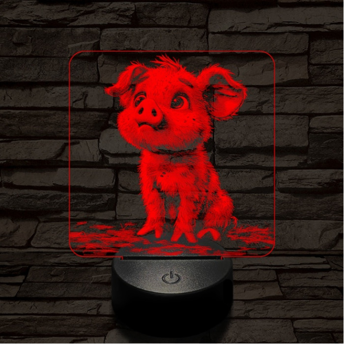 Mókás kismalac 7 színű valósághű 3D led lámpa