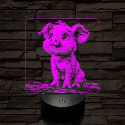 Mókás kismalac 7 színű valósághű 3D led lámpa