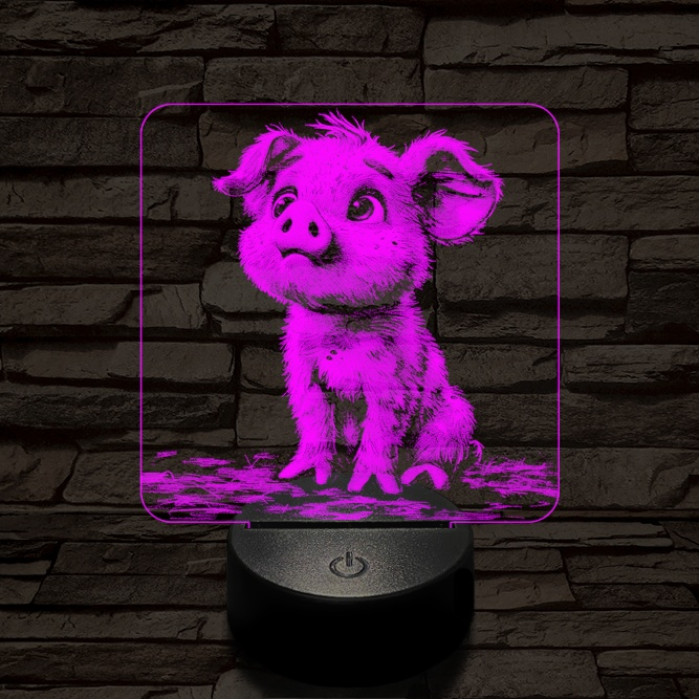 Mókás kismalac 7 színű valósághű 3D led lámpa