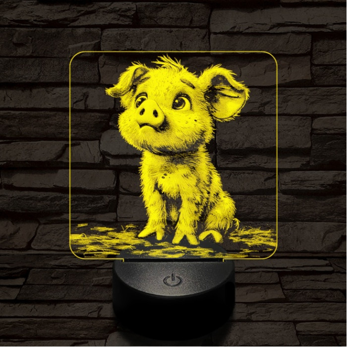 Mókás kismalac 7 színű valósághű 3D led lámpa