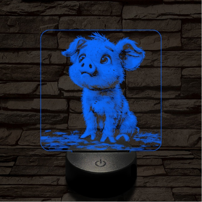 Mókás kismalac 7 színű valósághű 3D led lámpa