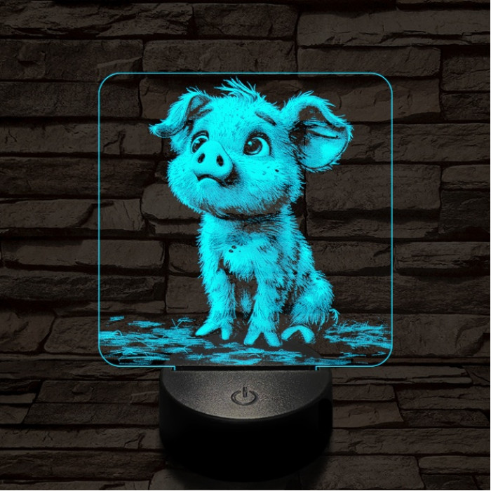 Mókás kismalac 7 színű valósághű 3D led lámpa