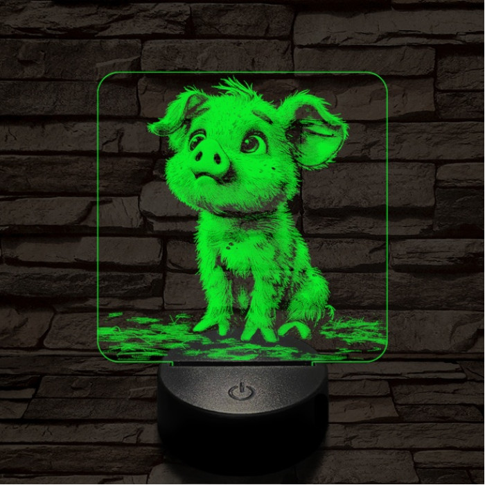 Mókás kismalac 7 színű valósághű 3D led lámpa