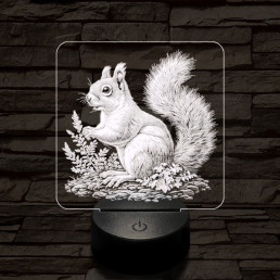 Gyűjtögető mókuska 7 színű valósághű 3D led lámpa