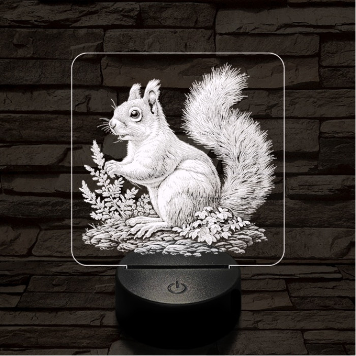 Gyűjtögető mókuska 7 színű valósághű 3D led lámpa