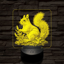 Gyűjtögető mókuska 7 színű valósághű 3D led lámpa