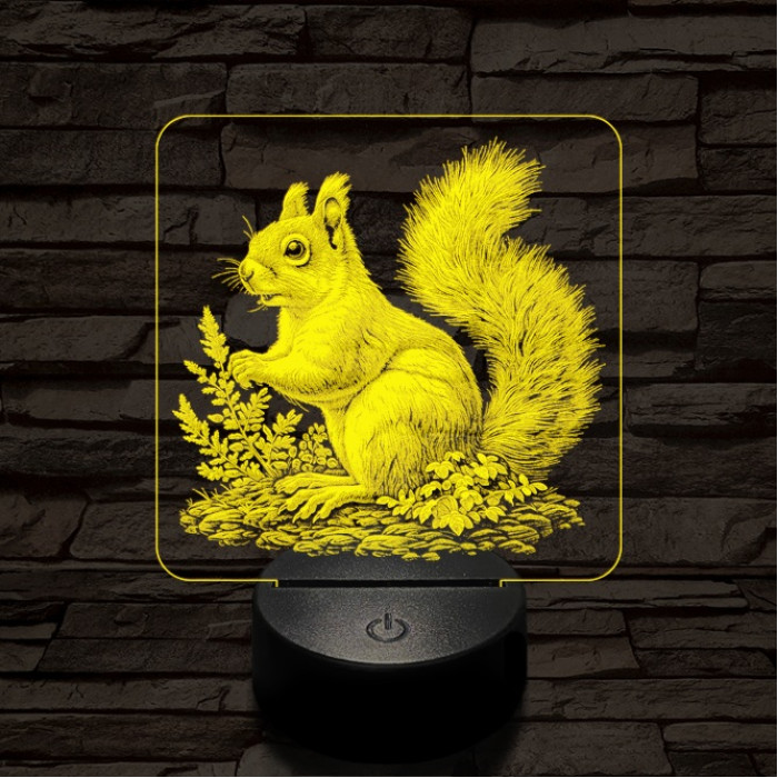 Gyűjtögető mókuska 7 színű valósághű 3D led lámpa