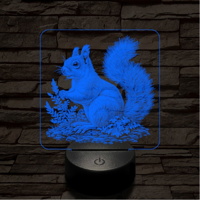 Gyűjtögető mókuska 7 színű valósághű 3D led lámpa