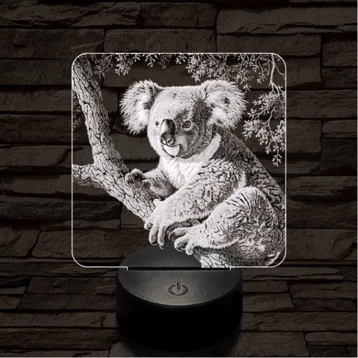 Kapaszkodó koala 7 színű valósághű 3D led lámpa