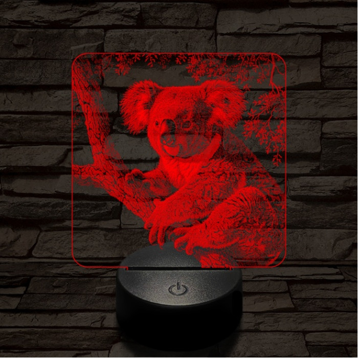 Kapaszkodó koala 7 színű valósághű 3D led lámpa