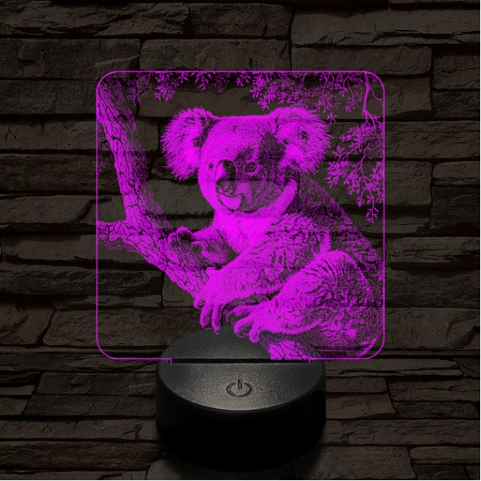 Kapaszkodó koala 7 színű valósághű 3D led lámpa