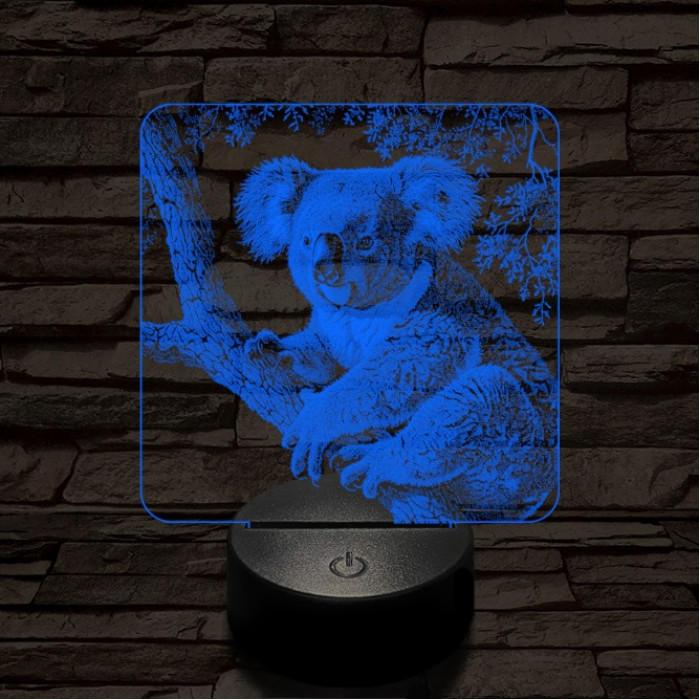 Kapaszkodó koala 7 színű valósághű 3D led lámpa